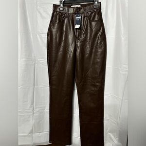 Abercrombie & Fitch 90s straight ultra high rise vegan leather pants size 24/00